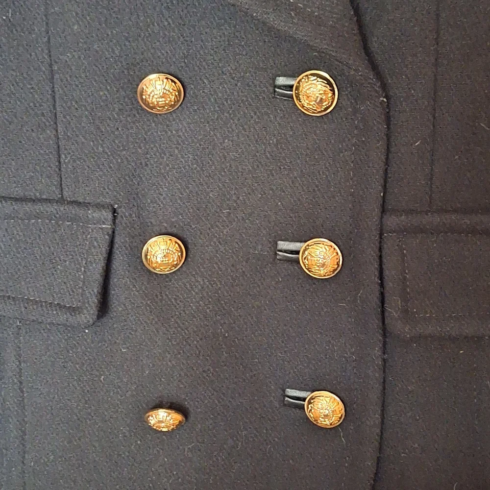 Trina Turk  Black Wool Blend Military Coat Size 2 - Picture 7 of 15